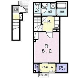 アルテミシア2 1Kの間取図画像