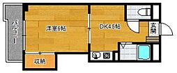 レジデンス石坂 1DKの間取図画像