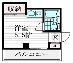 東急田園都市線 三軒茶屋駅 徒歩13分の賃貸マンション 3階ワンルームの間取り