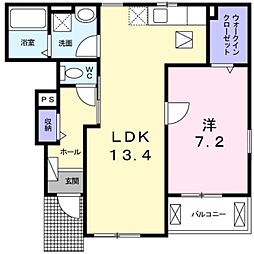 メゾン・ド・カルム2 1LDKの間取図画像