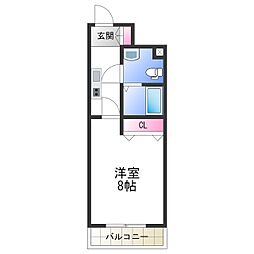 レグルス阿倍野 1Kの間取図画像
