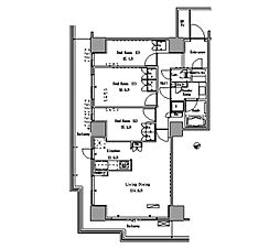 パークアクシス豊洲 14階3LDKの間取り