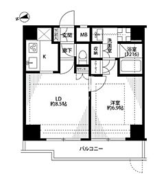 JR京浜東北・根岸線 大森駅 徒歩7分の賃貸マンション 2階1LDKの間取り