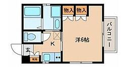 コンフォートN-1 2階1Kの間取り