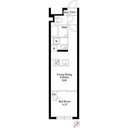 グランパセオ中目黒IV 1LDKの間取図画像