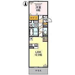 アレグリアバロール 1LDKの間取図画像