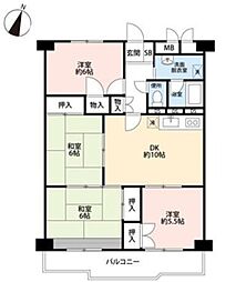 沼南エリカ 3階4DKの間取り