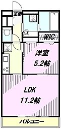 入間サザンヒルズ 1LDKの間取図画像