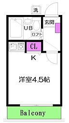 グランドール調布 2階ワンルームの間取り