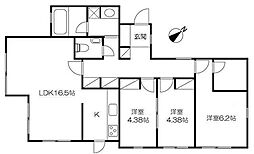 エルムコートC棟 3LDKの間取図画像