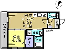 市川市相之川1丁目アパート 1LDKの間取図画像