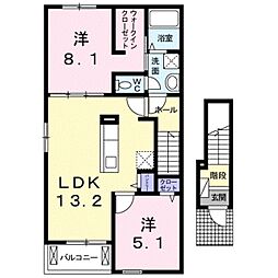 ランプロン　アヤ　III 2階2LDKの間取り