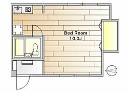 東急東横線 学芸大学駅 徒歩13分の賃貸アパート 2階ワンルームの間取り