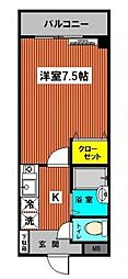 ステージ08 2階1Kの間取り
