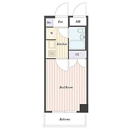 都営大江戸線 勝どき駅 徒歩5分の賃貸マンション 7階1Kの間取り