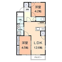 ジュネスハイムB 2LDKの間取図画像