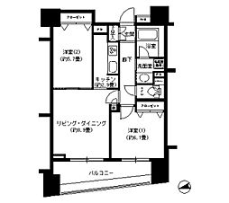 パークキューブ浅草田原町 2LDKの間取図画像