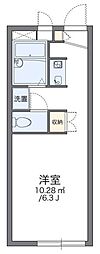 レオパレスルミェール 2階1Kの間取り