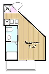 小田急江ノ島線 中央林間駅 徒歩4分の賃貸アパート 3階ワンルームの間取り