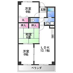 グレイスコート深井 3階3LDKの間取り