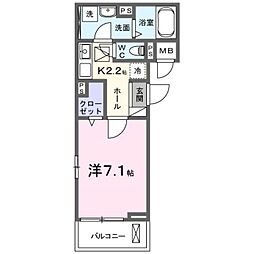 小田急小田原線 相武台前駅 徒歩6分の賃貸アパート 1階1Kの間取り