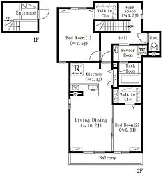 ParkBear四谷三丁目 2階2LDKの間取り