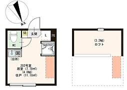 ヴェローナ平井 2階ワンルームの間取り