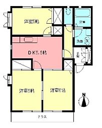 サンライズ立野台 3DKの間取図画像