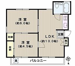 ニューアート本郷 4階2LDKの間取り