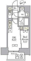 ザ・ライオンズフォーシア文京湯島 1DKの間取図画像