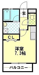 ライネスふじみ野 2階ワンルームの間取り