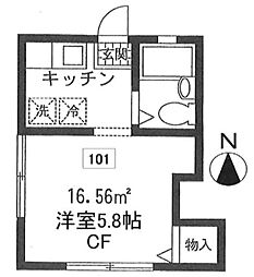 メゾン・マーレ 1Kの間取図画像