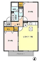 ペアフィールドB 2LDKの間取図画像