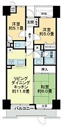 ダイアパレス立石 5階3LDKの間取り