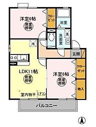 ヴィクトワール ＡＢ 2階2LDKの間取り