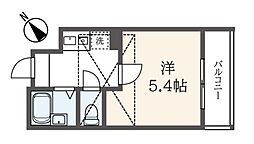 ＭＫハイツ鶴見 2階1Kの間取り