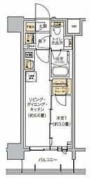 リビオメゾン芝浦 9階1DKの間取り