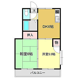 ピープルハウス1 2DKの間取図画像