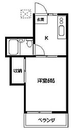 ハウス白百合 1階1Kの間取り