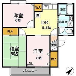 さくらハイツ1 3DKの間取図画像