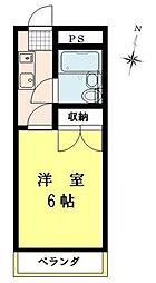 ミントハウス6 2階1Kの間取り