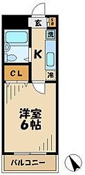 ハイムロアール 1Kの間取図画像