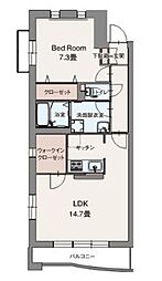 プレミアムコートみなみ野II 2階1LDKの間取り
