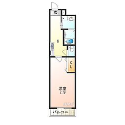 フジパレス城北公園通1番館 1Kの間取図画像