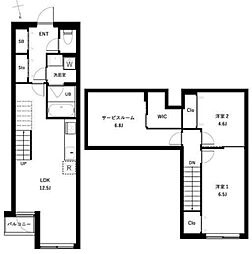 JR総武線 西荻窪駅 徒歩13分の賃貸マンション 3階2SLDKの間取り