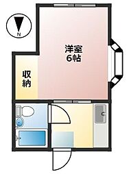 ハイムメグミ 2階1Kの間取り