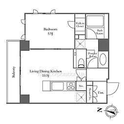 ＫＤＸレジデンス恵比寿 4階1LDKの間取り