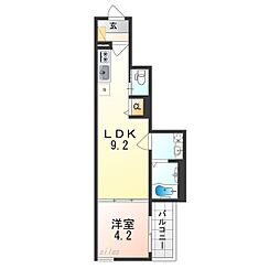 Osaka Metro御堂筋線 新金岡駅 徒歩10分の賃貸アパート 2階1LDKの間取り