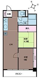 稲毛ロイヤルハイツ 2LDKの間取図画像