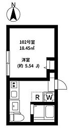 ＥＸＥＮＴＩＡ ＲＯＫＵＣＨＯ 1階1Kの間取り